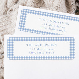 Etiqueta Endereço de devolução de Gingham Azul