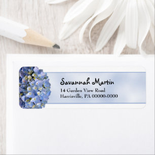 Etiqueta Endereço de devolução de Hydrangea azul