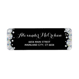 Etiqueta Endereço de Devolução de Leitura de Diamante Preto