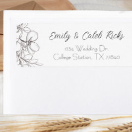 Etiqueta Endereço de devolução de linha floral negra e bran