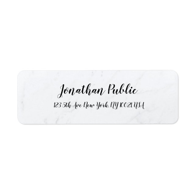 Etiqueta Endereço de devolução de Modelo de Mármore Branco  (Frente)