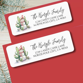 Etiqueta Endereço de devolução de natal Cactus Snowman