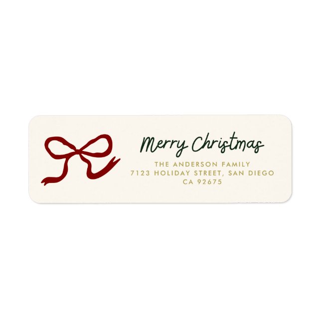 Etiqueta Endereço de Devolução de Natal com Laço (Frente)