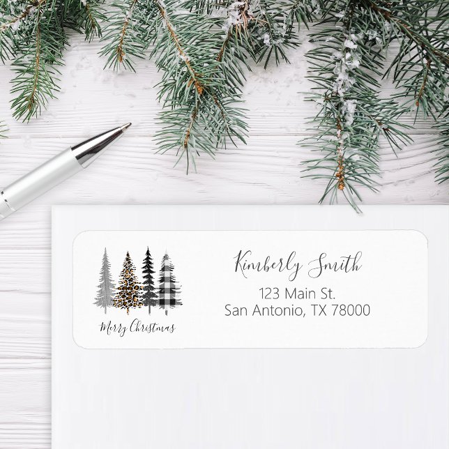 Etiqueta Endereço de devolução de Natal do Glam (Modern Farmhouse Return Address Sticker)