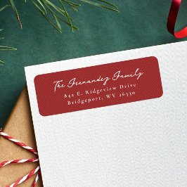 Etiqueta Endereço de devolução de Natal simples e vermelho 