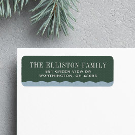 Etiqueta Endereço de devolução de Natal simples verde e azu
