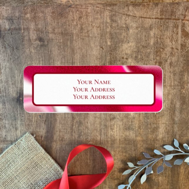 Etiqueta Endereço de devolução de Natal Vermelho para Canai (Add your name and address to this cool red candy cane Christmas return address label. )