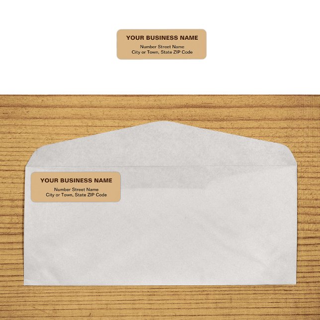 Etiqueta Endereço de Devolução de Negócios Marrom Claro Bas (Plain text light brown business return address label on envelope)