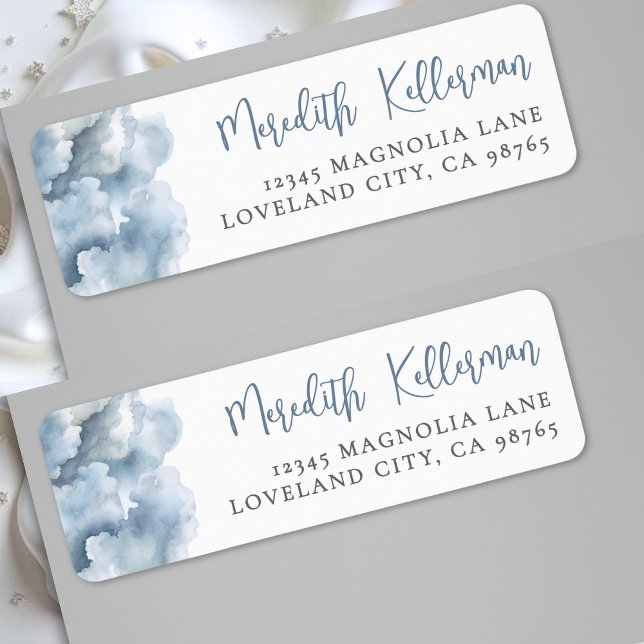 Etiqueta Endereço de Devolução de Nuvem em Aquarela (Watercolor Cloud Return Address Label)