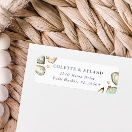 Etiqueta Endereço de Devolução de Ostra e Pérolas de Aquare