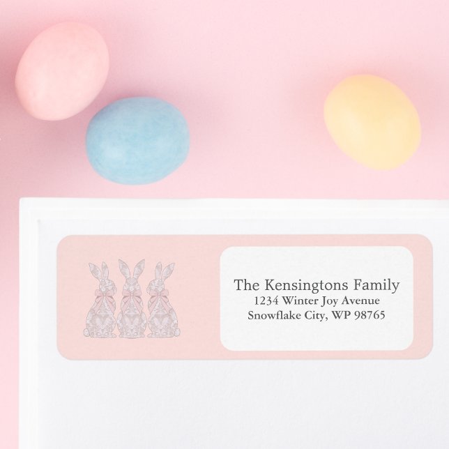 Etiqueta Endereço de devolução de Páscoa coelho personaliza (Personalized Lace Bunny Easter Return Address Label)
