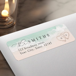 Etiqueta Endereço de Devolução de Praia de Corações de Arei