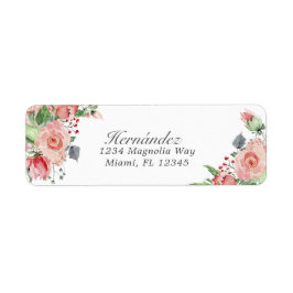 Etiqueta Endereço de devolução de quinceañera floral rosa e