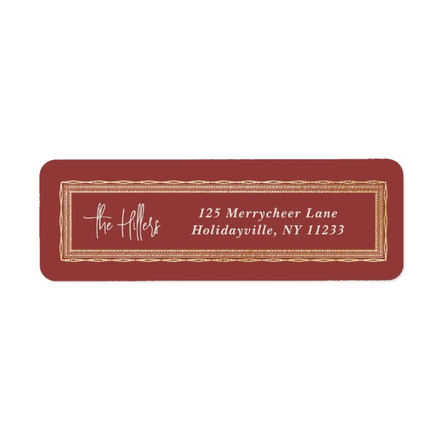 Etiqueta Endereço de devolução de script de quadro vermelho (Frente)