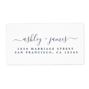 Etiqueta Endereço de Devolução de Script Elegante Azul Escu