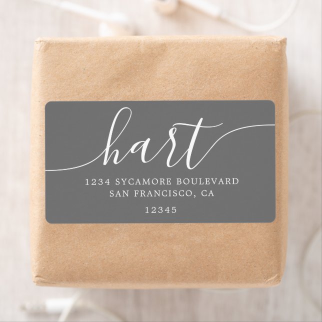 Etiqueta Endereço de Devolução de Script Moderno da Cinza E (Insitu)