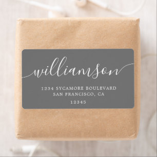 Etiqueta Endereço de Devolução de Script Moderno da Cinza E