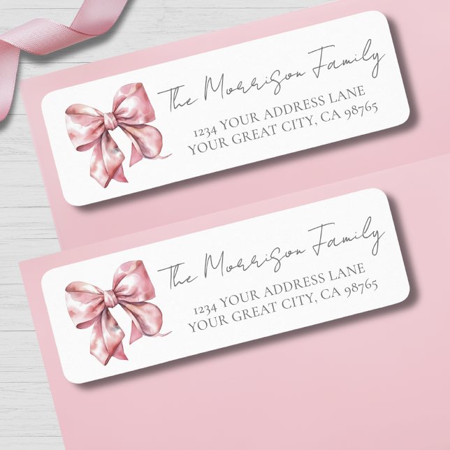 Etiqueta Endereço de devolução do Arco Rosa Simples (Simple Pink Bow Return Address label )