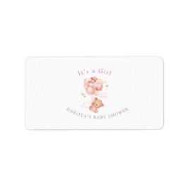 Etiqueta Endereço de devolução do balão do Urso Cinza Rosa