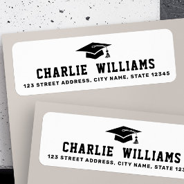 Etiqueta Endereço de devolução do boné de formatura branco