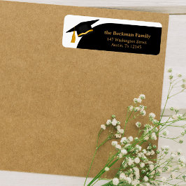 Etiqueta Endereço de devolução do Boné de formatura Dourado