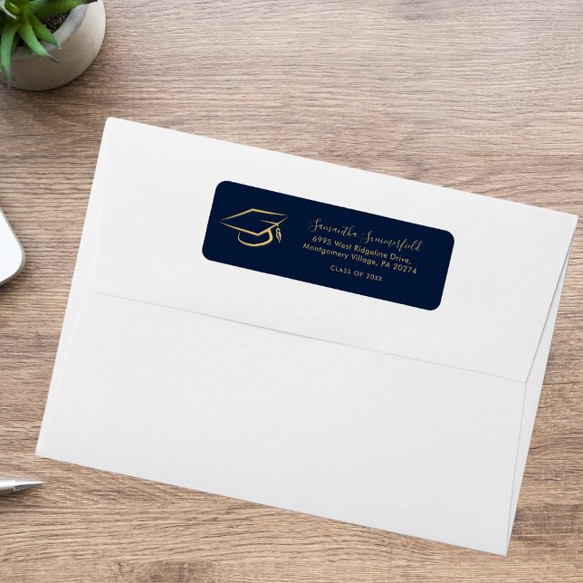 Etiqueta Endereço de devolução do Boné de graduação 2023 (Graduation 2025 Graduate Cap Return Address Label)