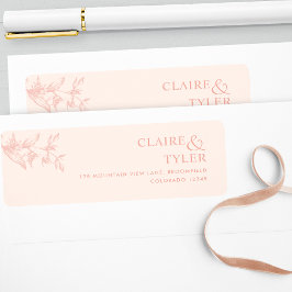 Etiqueta Endereço de devolução do casal Chic Peach Elegante