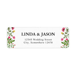 Etiqueta Endereço de devolução do Casamento de Flor Selvage