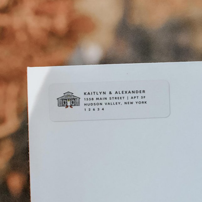 Etiqueta Endereço de devolução do Casamento outono Chic Bar (Criador carregado)