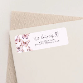 Etiqueta Endereço de devolução do Chá de fraldas de borbole