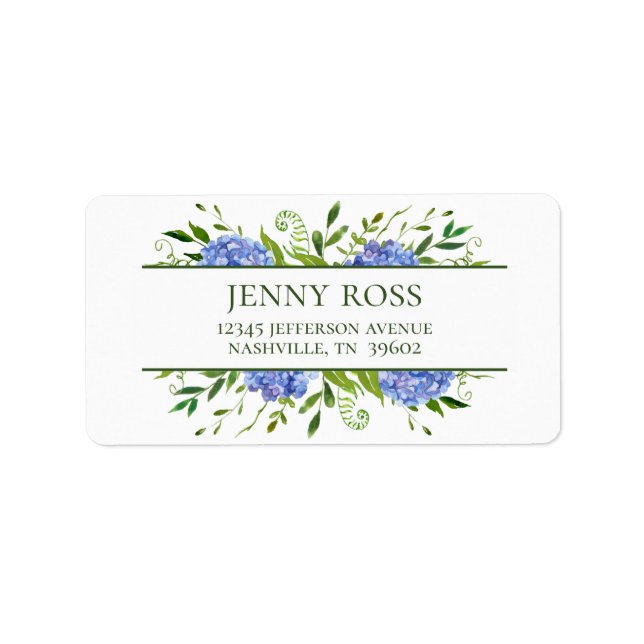 Etiqueta Endereço de devolução do Chá de fraldas Hydrangeas (Frente)