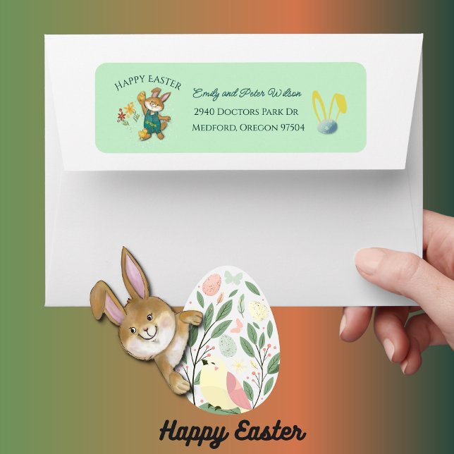 Etiqueta Endereço de devolução do coelho da Páscoa bonito (Cute Easter Bunny Return Address Label )