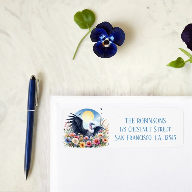 Etiqueta Endereço de devolução do Condor de Aquarela primav (Criador carregado)
