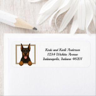 Etiqueta Endereço de devolução do doberman Pinscher