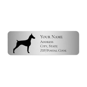 Etiqueta Endereço de devolução do Doberman Silhouette