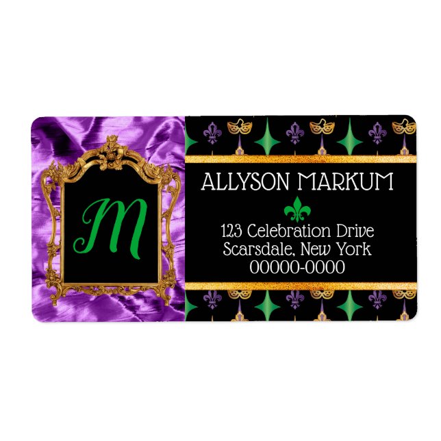 Etiqueta Endereço de devolução do Dourado Harlequins Mardi  (Frente)