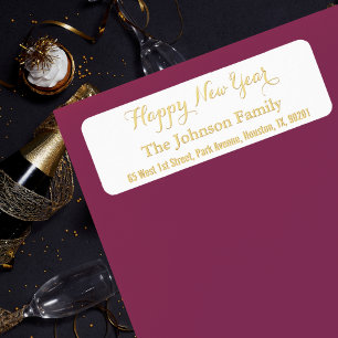 Etiqueta Endereço de Devolução do Feliz ano novo Dourado