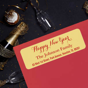 Etiqueta Endereço de devolução do Feliz ano novo Dourado Fa