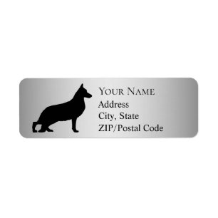 Etiqueta Endereço de devolução do German shepherd Silhue
