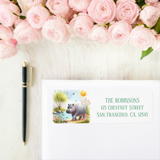 Etiqueta Endereço de devolução do Hippopotamus de primavera (Criador carregado)