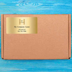 Etiqueta Endereço de devolução do logotipo comercial Dourad