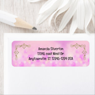 Etiqueta Endereço de devolução do logotipo da empresa rosa