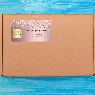 Etiqueta Endereço de devolução do logotipo de negócios rosa