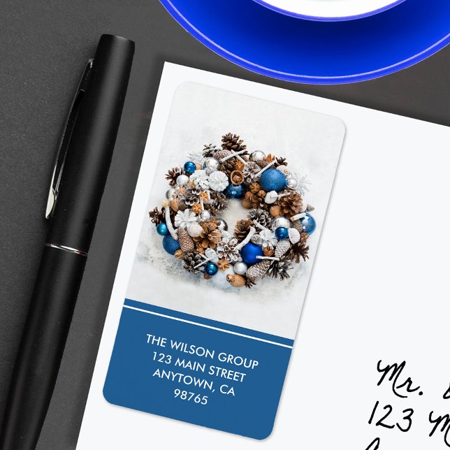 Etiqueta Endereço de devolução do pine Wreath (Criador carregado)