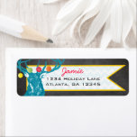 Etiqueta Endereço de devolução do Quadro de Chalkboard Buck<br><div class="desc">Cinto-Vintage Aqua Deer com ornamentos de cor brilhante</div>