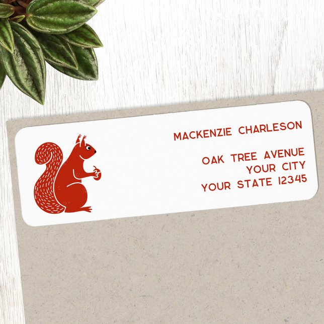 Etiqueta Endereço de devolução do Red Squirrel (Red squirrel personalized return address label sticker)