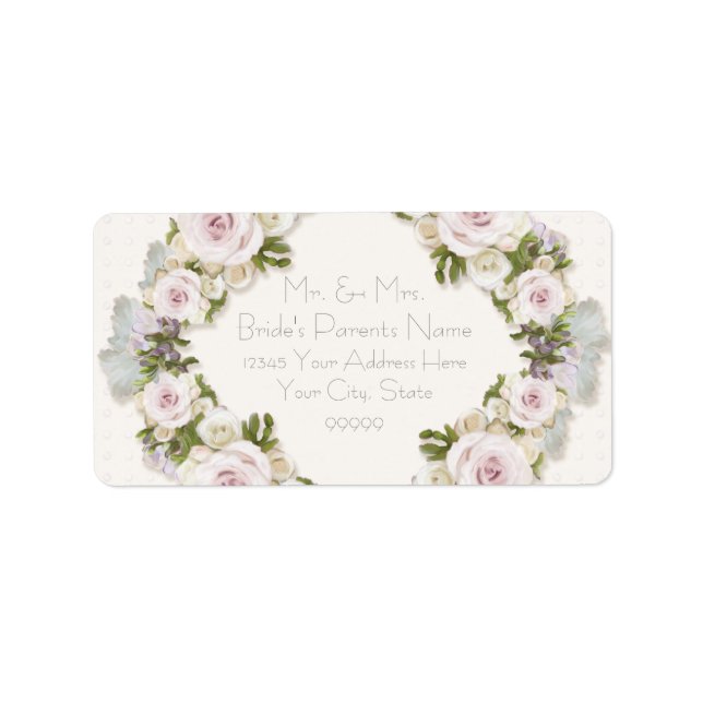 Etiqueta Endereço de devolução do Romântico Floral Blush Ro (Frente)