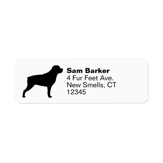 Etiqueta Endereço de devolução do Rottweiler Dog Silhouette (Frente)