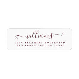 Etiqueta Endereço de devolução do Sobrenome de Script Burgu