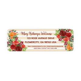 Etiqueta Endereço de devolução dos Rosas de Chá de casament